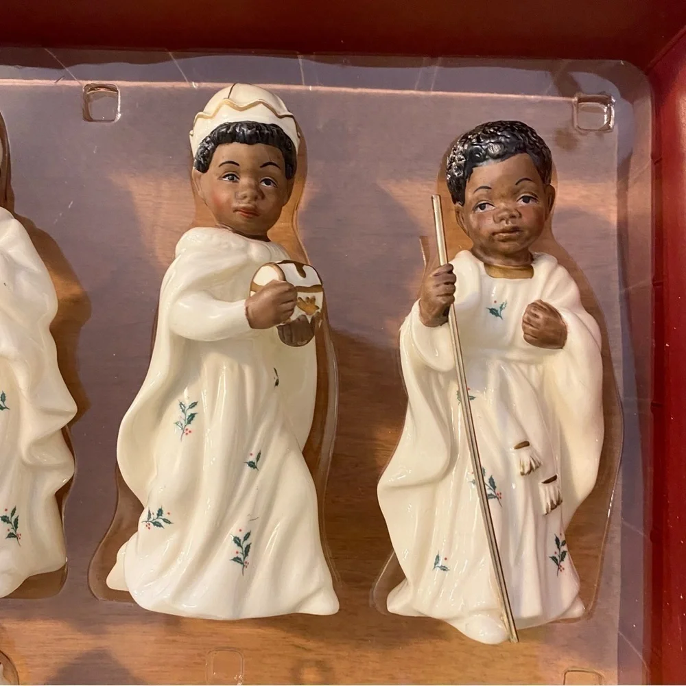 Ceramic African American Nativity Set Jesus Mary Joseph Christmas Decor